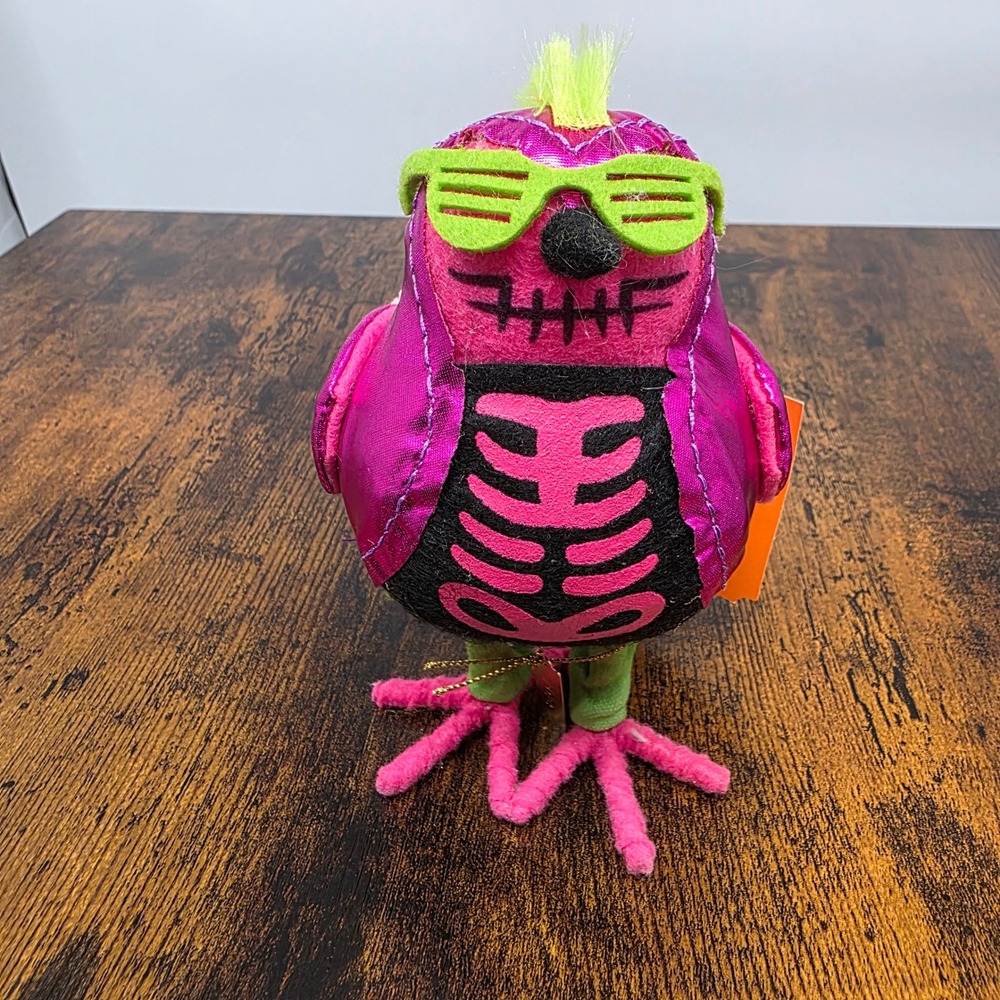 Hyde & Eek! "Glitters" Pink Skeleton‎ Bird Featherly Friends Halloween 2024